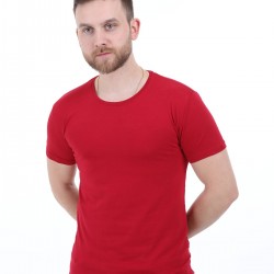 Bisiklet Yaka Baskısız Penye Tişört İmalattan Toptan Bordo Tişört Bordo Fabrikadan Toptan Tişört