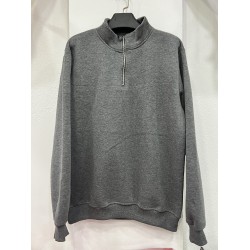 Üç İplik Regular/Avrupa Kalıp Şardonlu Yarım Fermuarlı Dik Yaka Baskısız Penye Sweatshirt Toptan Antrasit Yarım Fermuarlı Dik Yaka Sweatshirt