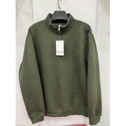 3 İplik Regular/Avrupa Kalıp Kapüşonlu Fermuarsız Baskısız Penye Sweatshirt Toptan Haki Kapüşonlu Sweatshirt